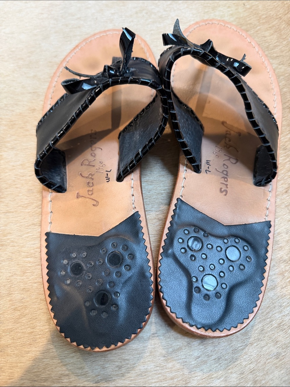 Jack Rogers - black patent bows sandals